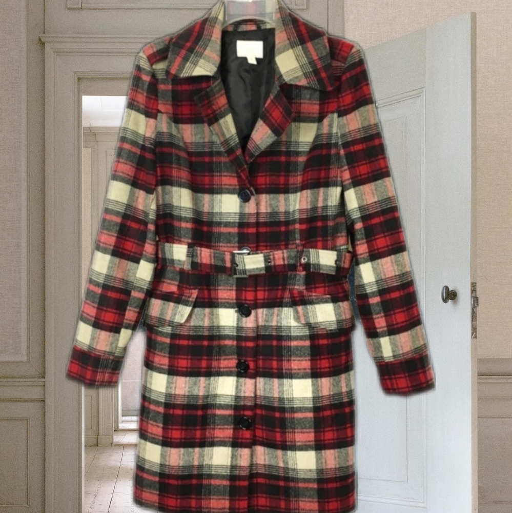Converse Red Plaid Trench Belted Womens Size M All Star